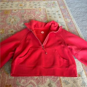 lululemon red scuba oversized funnal neck half zip size xs/s